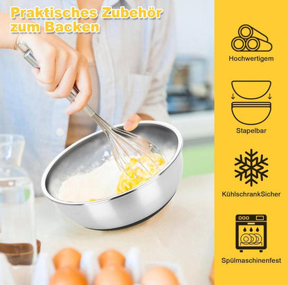 Bastwe Rührschüssel Set Edelstahl Salatschüssel luftdichten Deckel 3er QT 4 2 1