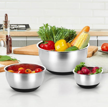 Edelstahl Rührschüssel Set 3er Stapelbar Salatschüssel 4 2 1 QT
