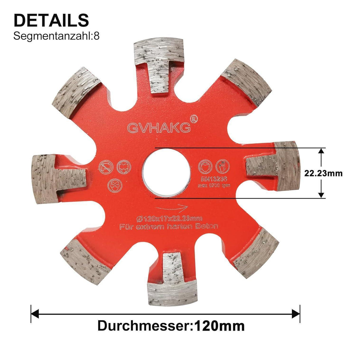 Diamant Frässcheibe 120mm für Fußbodenheizung, 17mm Nutbreite