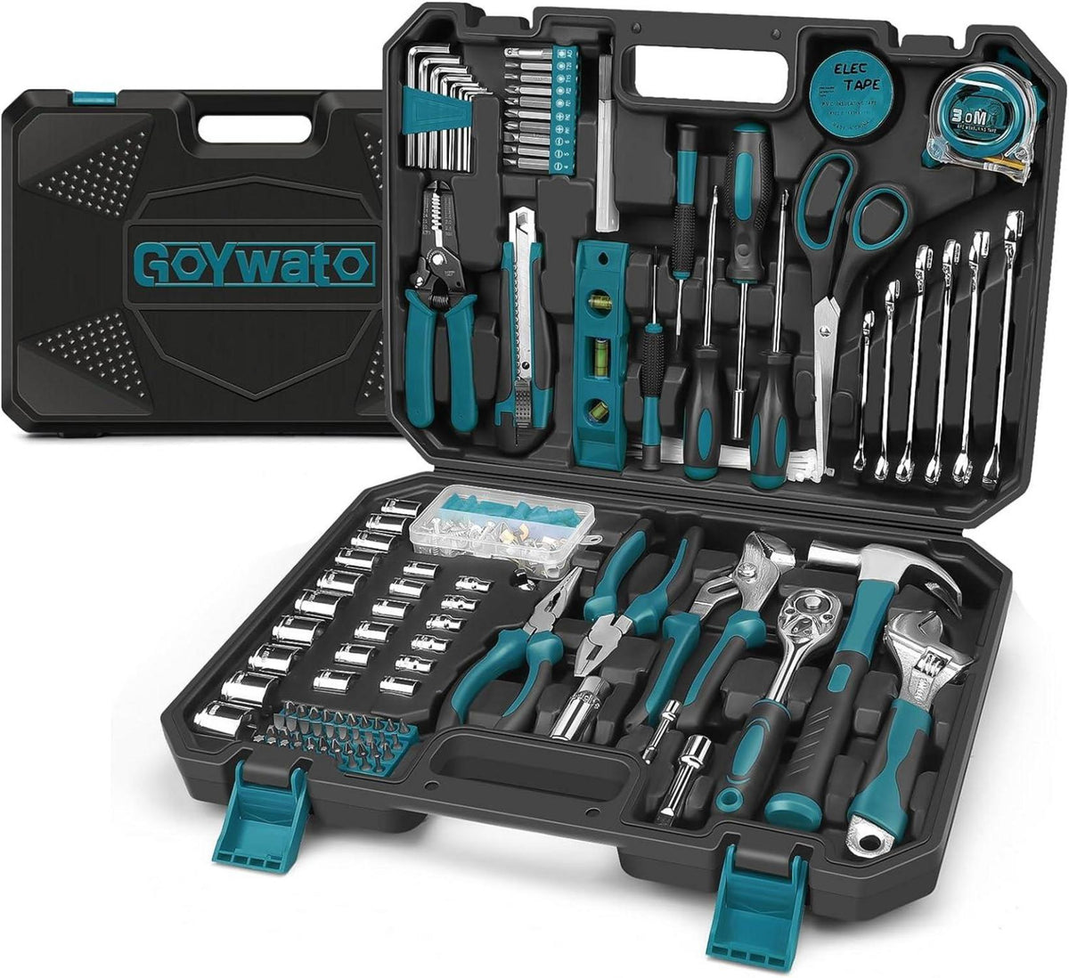 Werkzeugkoffer 287-tlg Gefüllt Profi Haushalt Set Blau