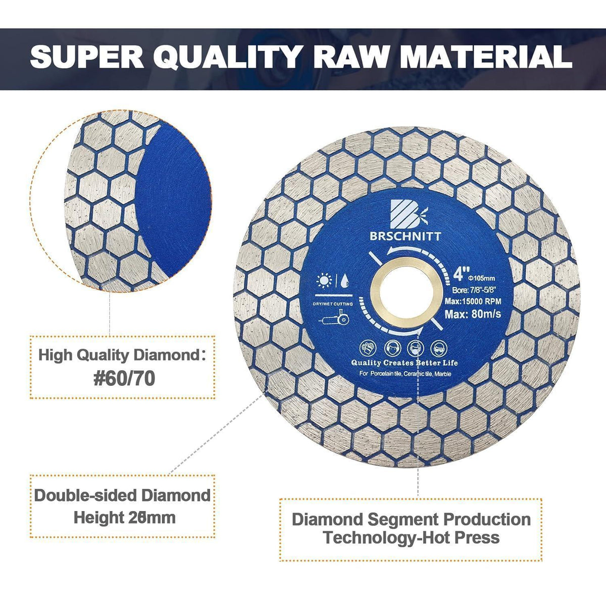 Diamant Trennscheibe 105mm doppelseitig 5 Stück