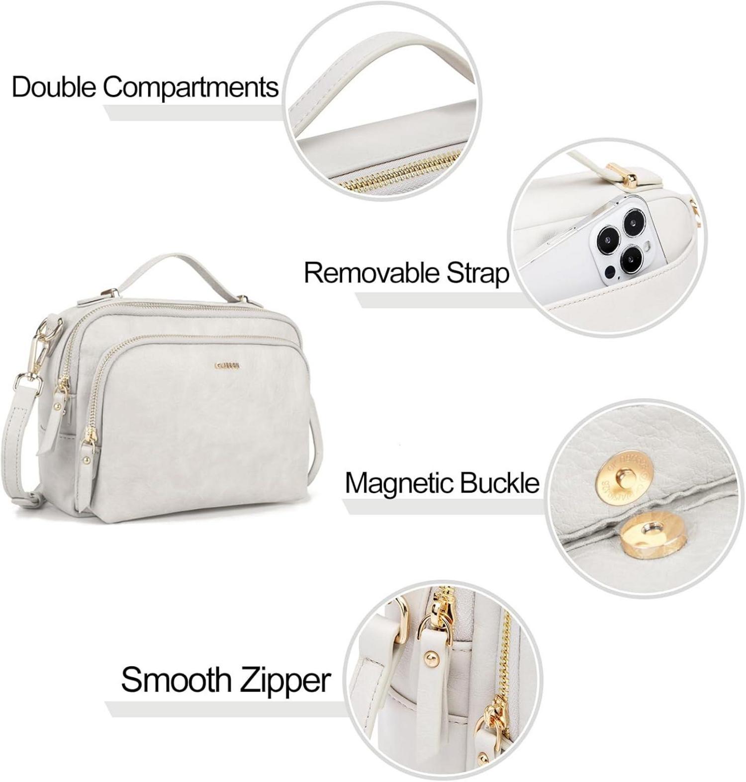 Umhängetasche Damen Leder Schultertasche Crossbody Reißverschluss