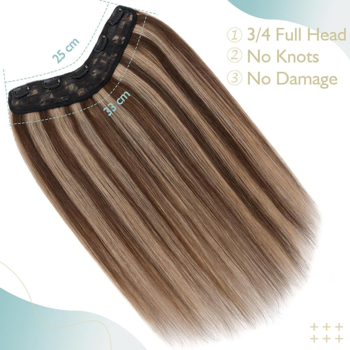 Clip-in Echthaarverlängerung Braun Balayage 40 cm
