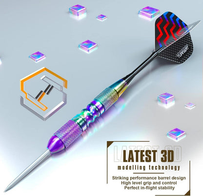 Turnart Profi Steeldarts 12 Stück Metallspitze Dart Case inkl. EVA-Rosa