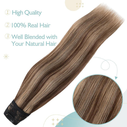 Clip-in Echthaarverlängerung Braun Balayage 55 cm