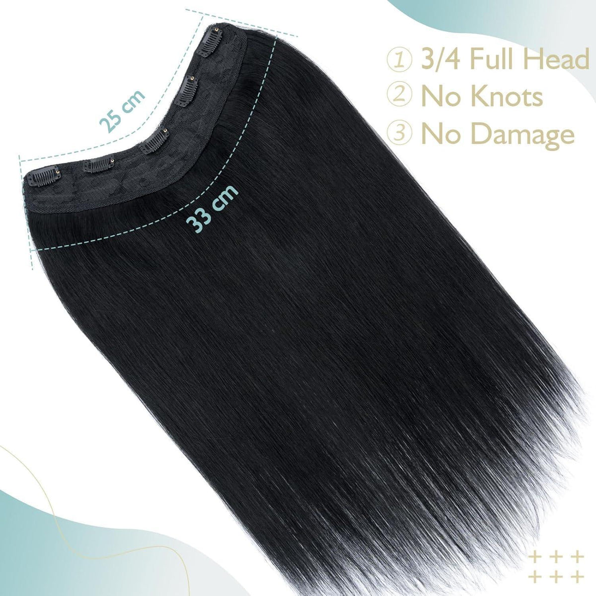 Clip in Echthaar Haarverlängerung Schwarz 55 cm – Remy Haar
