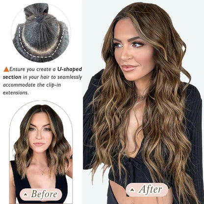 Clip in Echthaar Haarverlängerung Schwarz 55 cm – Remy Haar