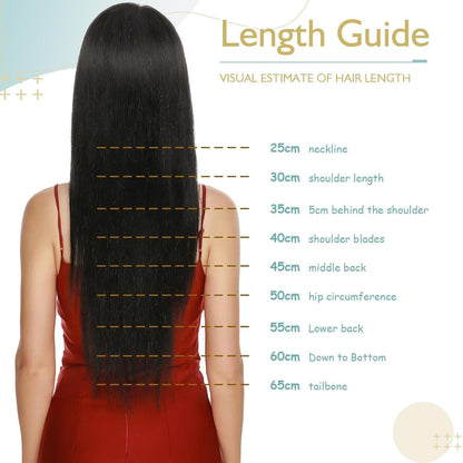 Clip in Echthaar Haarverlängerung Schwarz 55 cm – Remy Haar