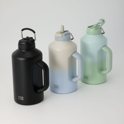 Isolierte Wasserflasche 1,8 l Strohhalm doppelter Deckel Sport Vakuum Edelstahl