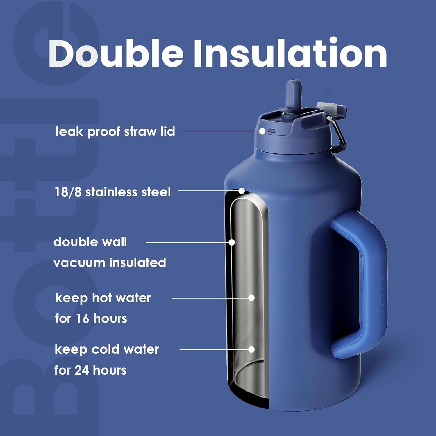 Isolierte Wasserflasche mit Strohhalm, doppeltem