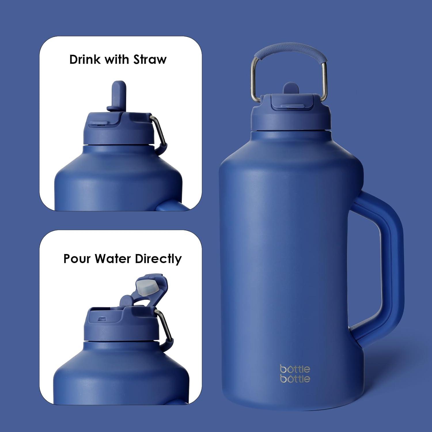 Isolierte Wasserflasche mit Strohhalm und doppeltem