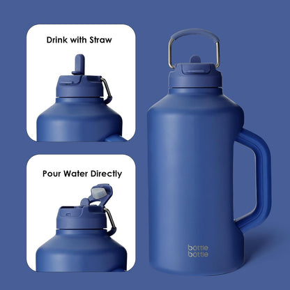 Isolierte Wasserflasche mit Strohhalm und doppeltem