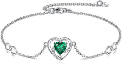 Smaragd Herz Armband mit Unendlichkeitszeichen für Damen