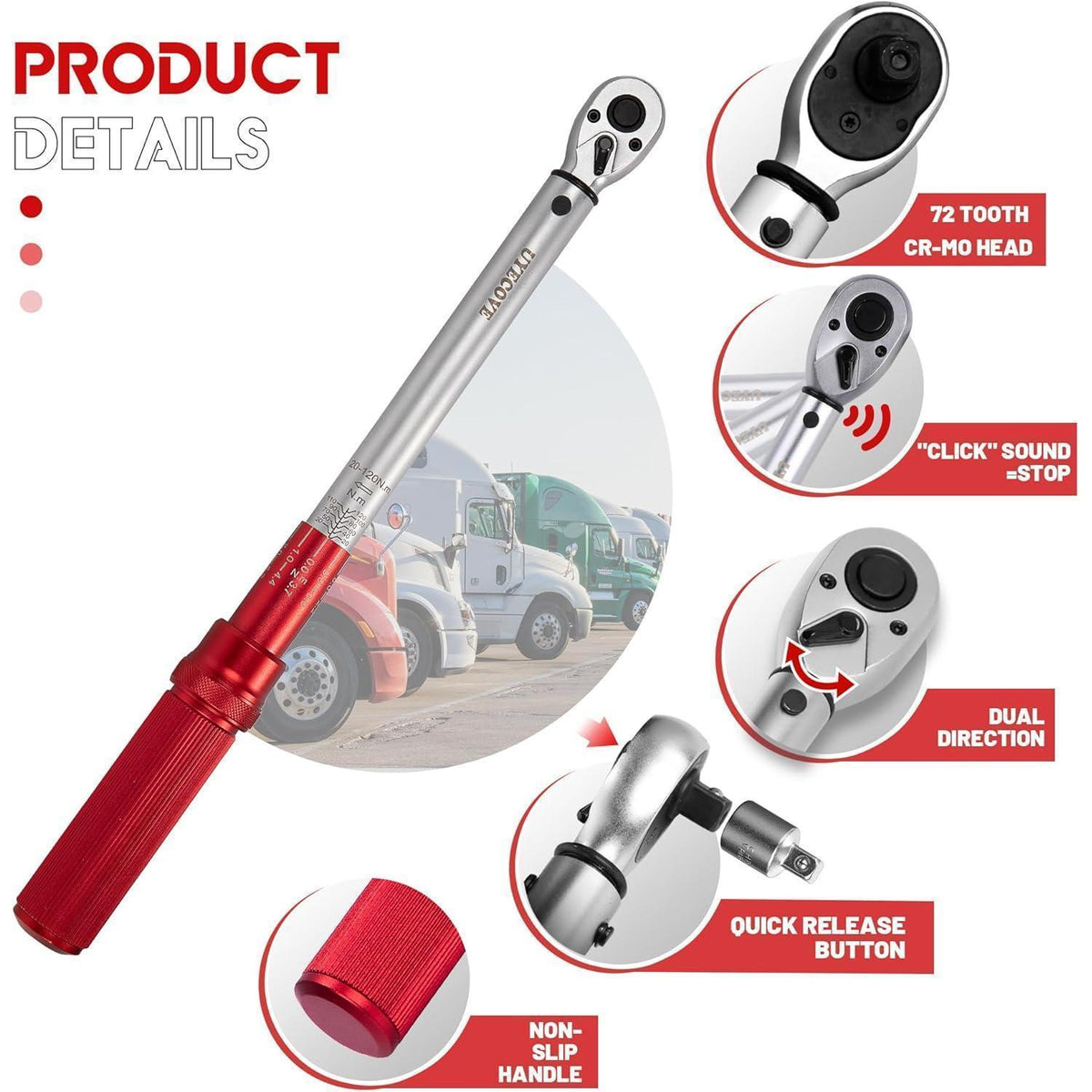 Drehmomentschlüssel Set 3-teilig 1/4" 3/8" 1/2" 5-220Nm