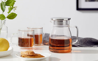 Glas-Teekanne 800ml Edelstahlsieb Herdsicher Blütentee-Losblatttee