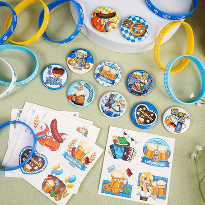 Bayrische Oktoberfest Accessoires Armband Pins Tattoos Set