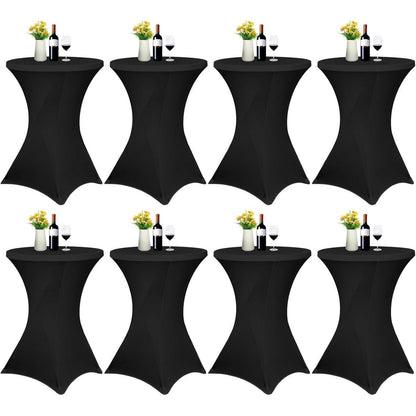 8er-Set Stretch Stehtisch Husse für Bistrotisch Ø 80-85 cm Schwarz