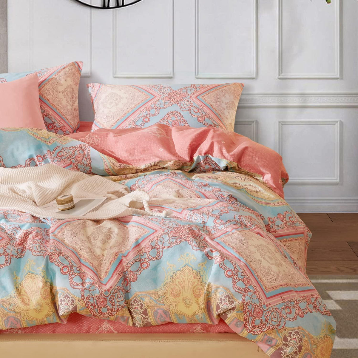 Rosa Bohemian Bettwäsche Set 200x220 cm - 3tlg. Boho Bettwäsche