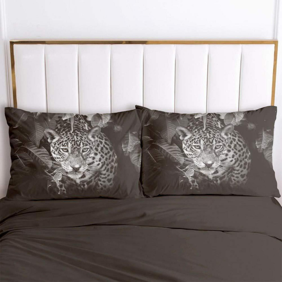Leoparden Bettwäsche 135x200 - 4teilig, Schwarz Grau, Mikrofaser