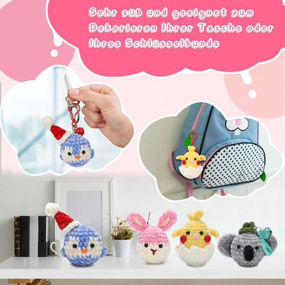 DIY Häkelset Tiere Anfänger - Kaninchen Koala Pinguin Küken