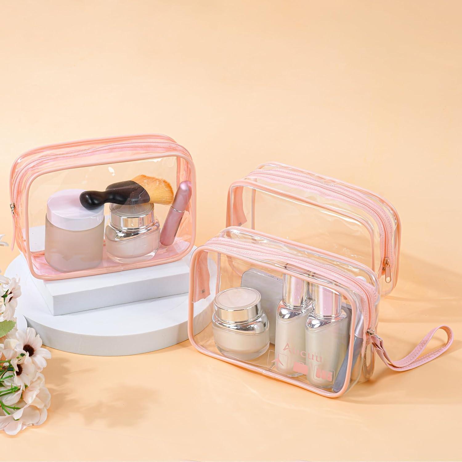 Transparente Kulturtasche 2er Set PVC Kosmetiktasche TSA Makeup-Tasche