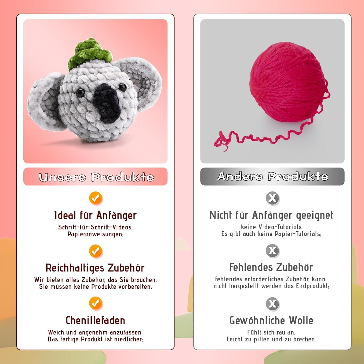 Süßes Koala-Häkelset für Anfänger - DIY Tier Häkelset mit Anleitung