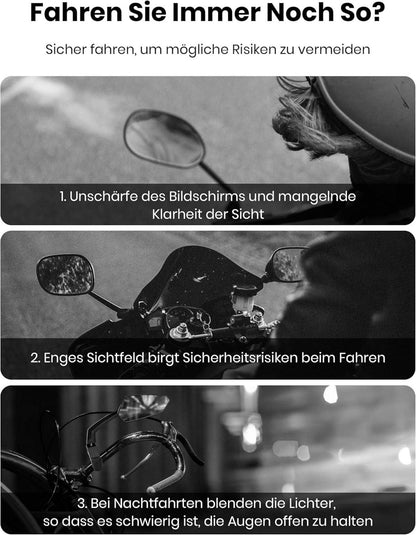 Fahrradspiegel extra große Spiegelfläche Echtglas klappbar für e-bike