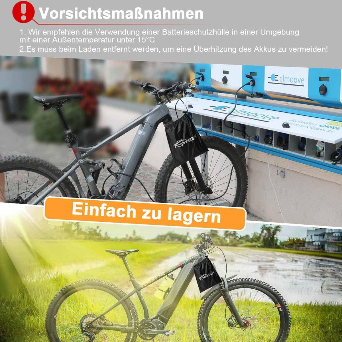 Ebike Akku Schutzhülle für Rahmenakku 28-40 cm, Kälteschutz & Staubschutz