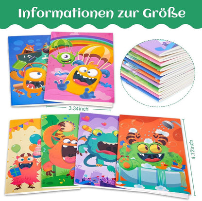 Monster Party Geschenke Set Notizbuch Stifte Tattoos