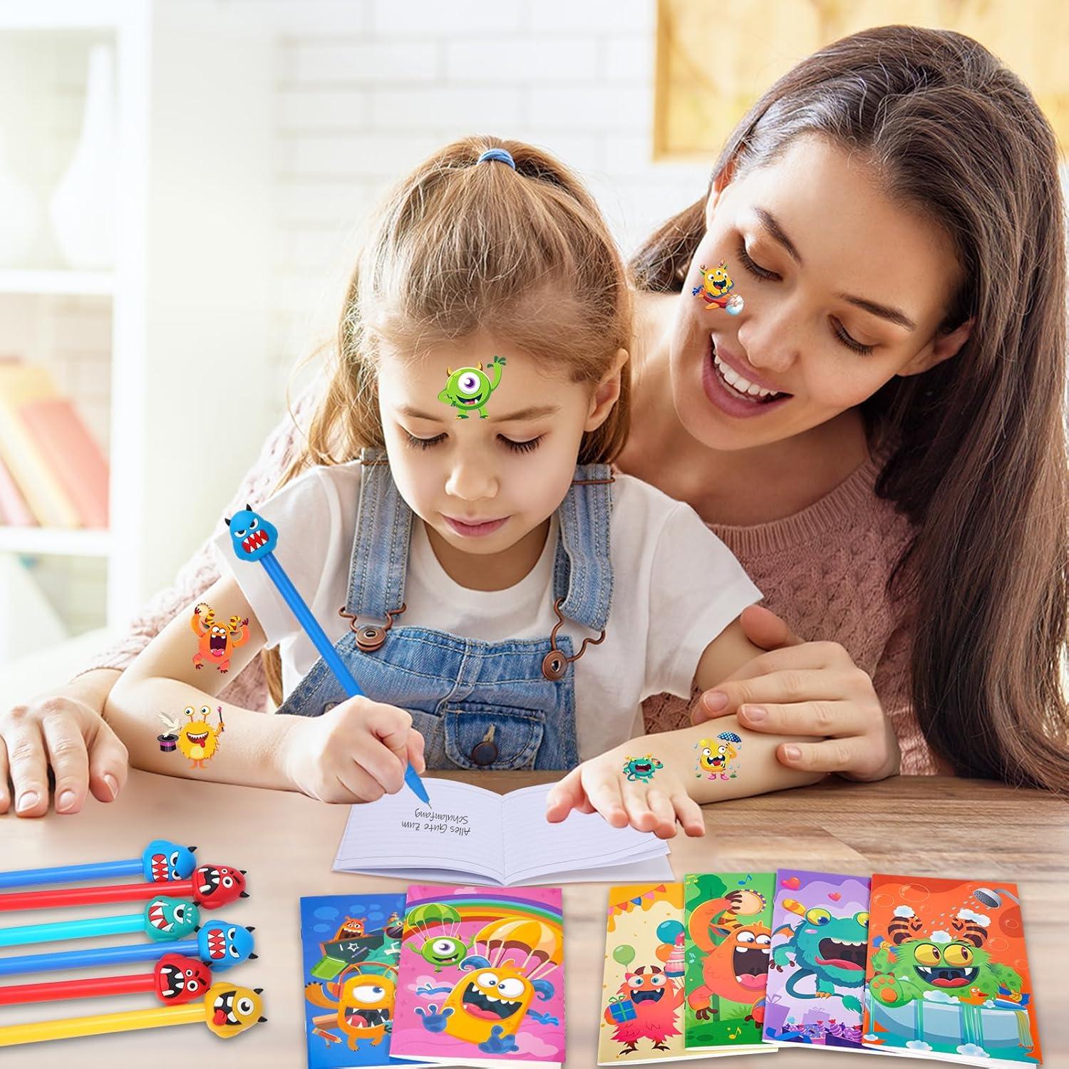 Monster Party Geschenke Notizbuch Stifte Tattoos Kindergeburtstag