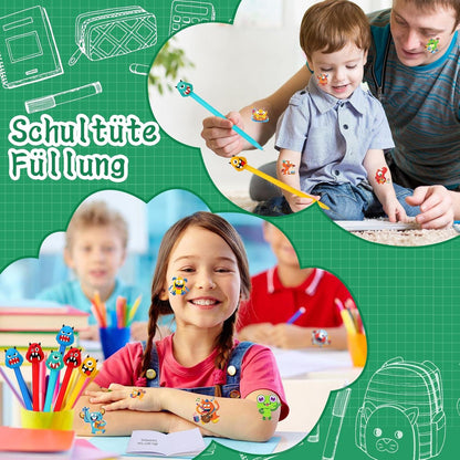 Monster Party Geschenke Notizbuch Stifte Tattoo Kindergeburtstag Set