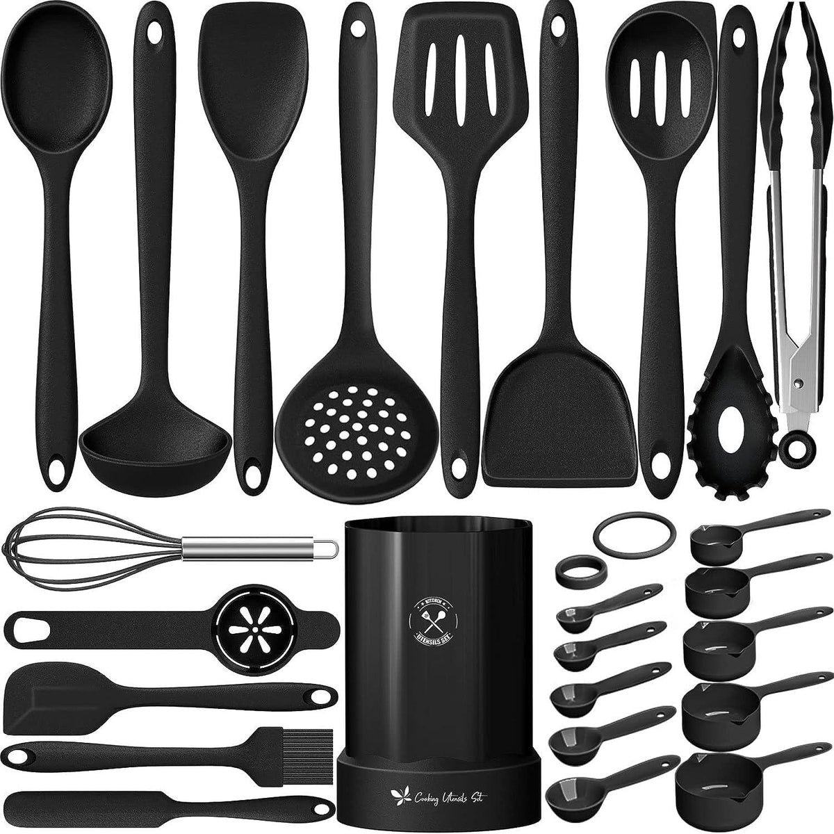 Silikon Küchenhelfer Set 25-teilig Hitzebeständig mit Utensilienhalter