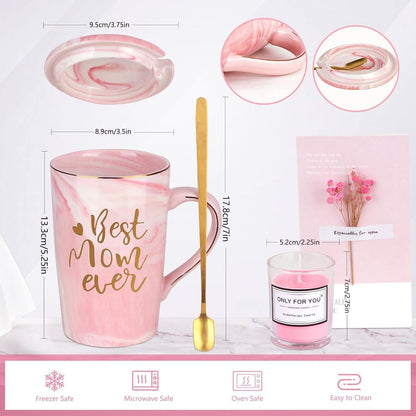 Rosa Mama Tasse Set mit Kerze und Duschkugel - Beste Mama