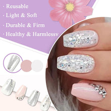 24 Nägel French Tip Rosa Weiß Acryl Strass für Frauen