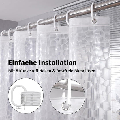 Duschvorhang Wasserdicht Eva 3D Muster 120x200cm mit Magneten & 8