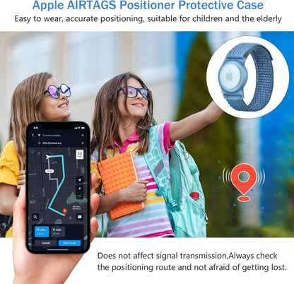 Nylon Armband für Airtag Kinder Blau - Weiches Uhrenarmband GPS-Tracker