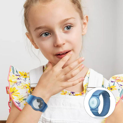 Kinder Nylon Airtag Armband für GPS Tracker, Weiches Uhrenarmband Blau