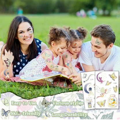 110+ Glitzer Tattoo Set Kinder Mädchen Schmetterling Hautfreundlich