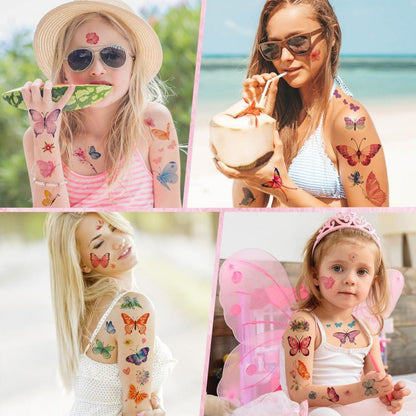 Schmetterling Tattoo Kinder Mädchen 200+ Stück Temporäre Tattoos Hautfreundlich