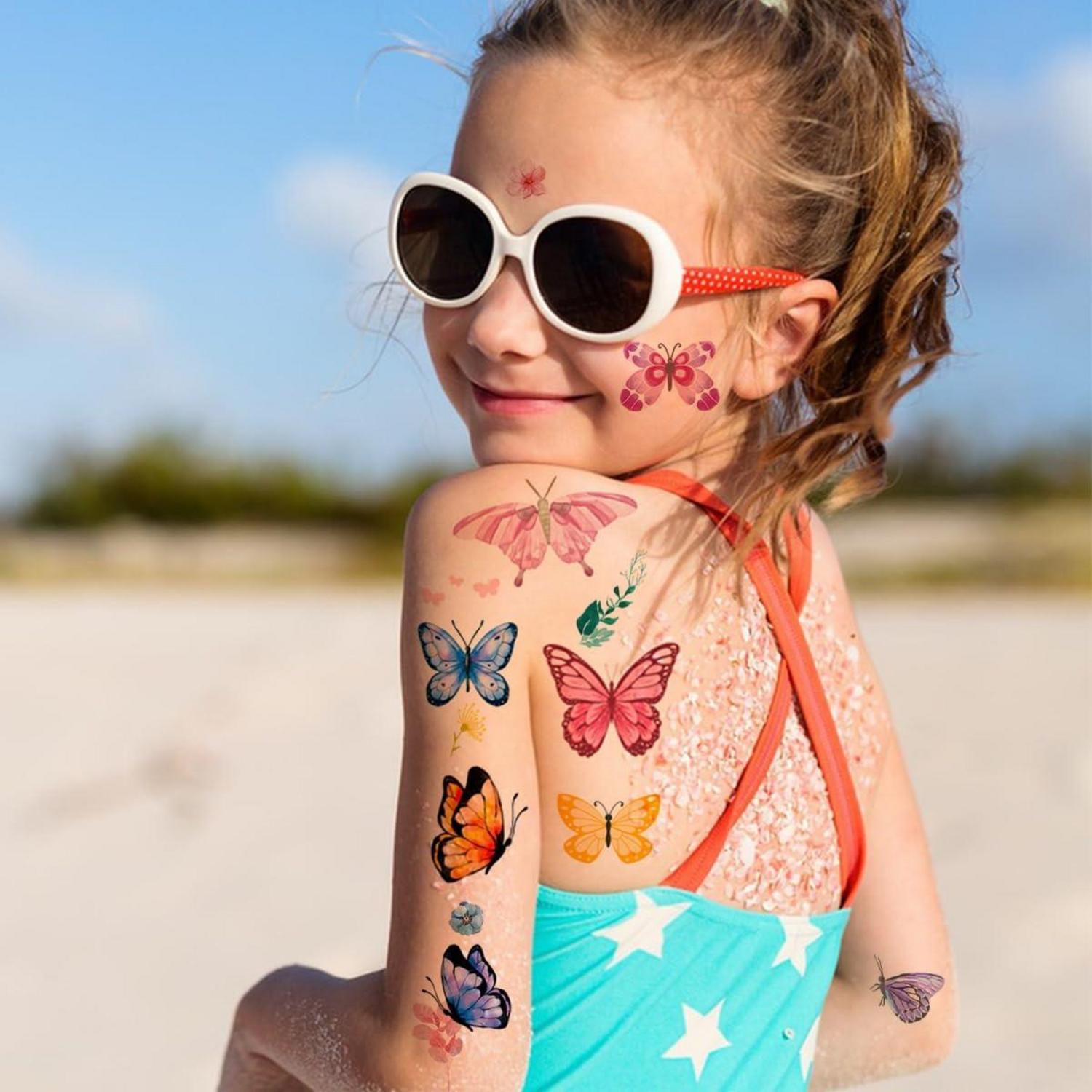 200 Schmetterling Temporäre Tattoos für Kinder Mädchen Aufkleber