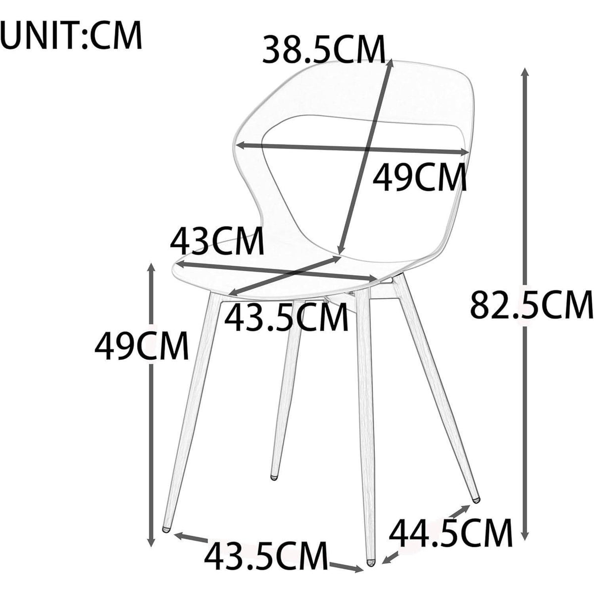 Moderner Esszimmerstuhl 6er-Set Grau – Skandinavischer Designstuhl