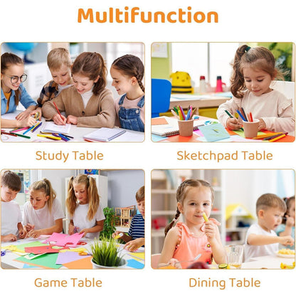 Höhenverstellbares Kindertisch-Set mit 4 Stühlen, Gelb