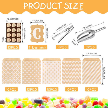 67tlg Candybar Zubehör Set mit Zuckerzange und Schaufeln
