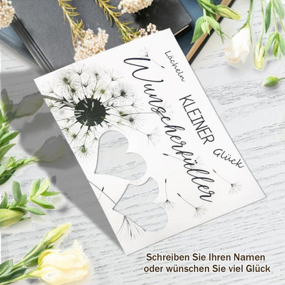 Luckeey Wunscherfüller Bilderrahmen Pusteblume Geldgeschenk - Hochwertiger Holzrahmen für Glückwünsche, Geburtstage, Hochzeiten