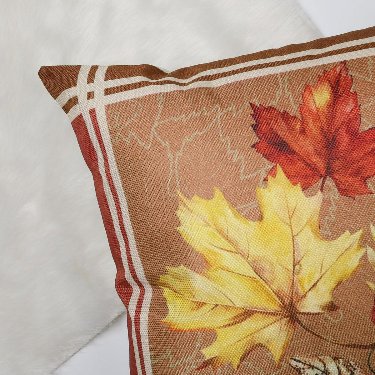Herbst Kissenbezüge 4er Set Ahornblätter 45x45 cm