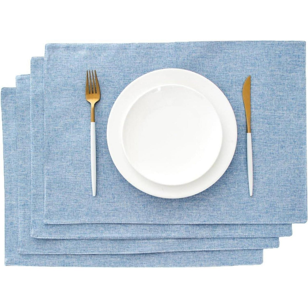 Platzsets Stoff Hellblau 4er Set 33 x 48 cm Abwaschbar