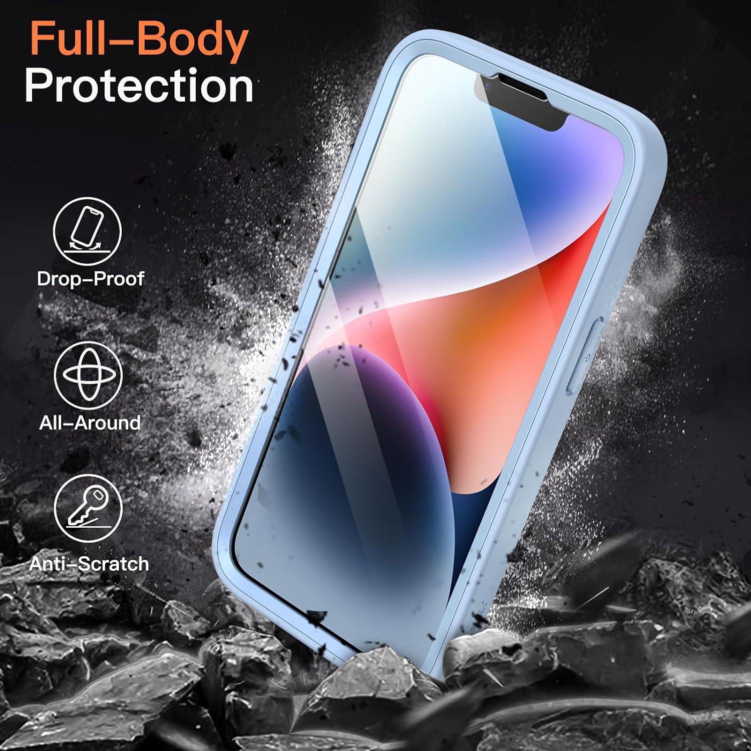 iPhone 14 6,1 Zoll Hülle mit Schutzfolie 360 Grad Displayschutz Transparent