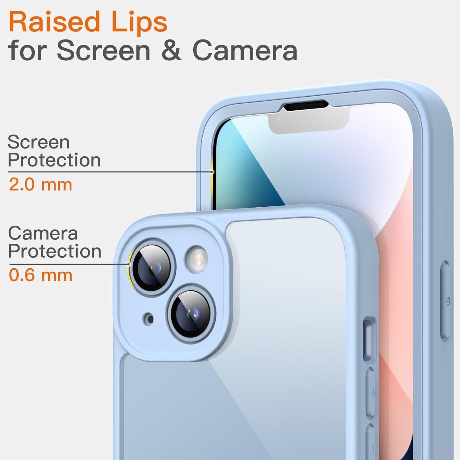 Schutzhülle iPhone 14 6,1 Zoll Hülle 360 Grad Displayschutz Transparent Blau