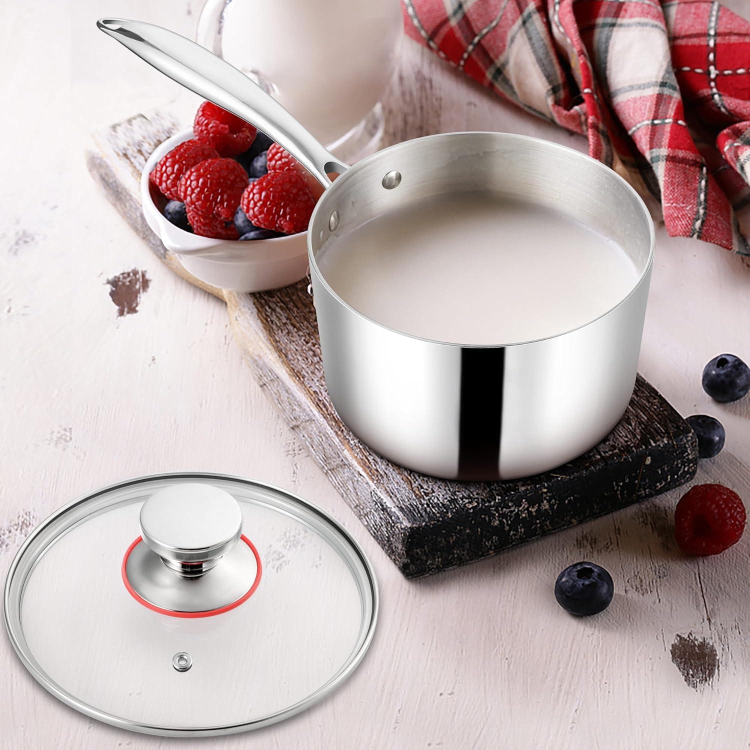 Herogo Stielkasserolle 16cm Edelstahl Induktion Milchtopf 1,7L