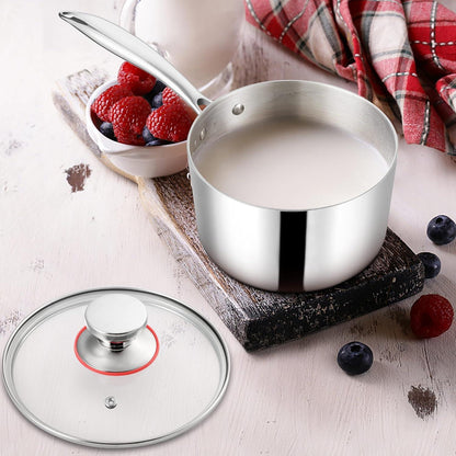 Herogo Stielkasserolle 16cm Edelstahl Induktion Milchtopf 1,7L